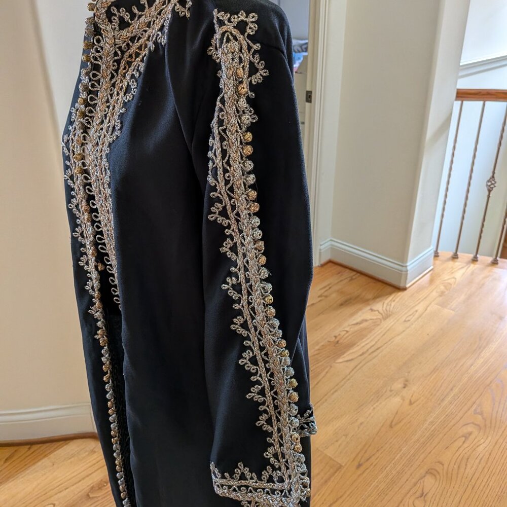 Stunning Elegant Egyptian Dress/ Coat with Ornate Gold & Silver Embellishment - Picture 5 of 9
